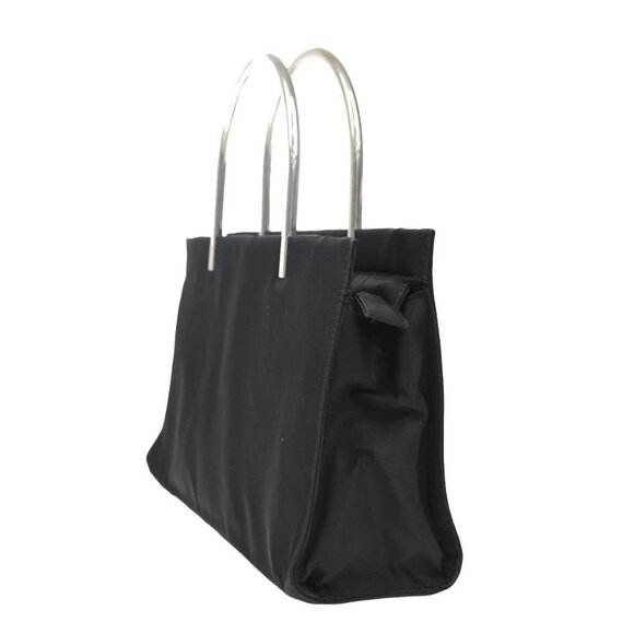 PRADA MILANO Logo Tessuto Hand Bag Nylon Black Silver Italy 80KA730 - Picture 4 of 16